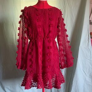 Red long sleeved dress